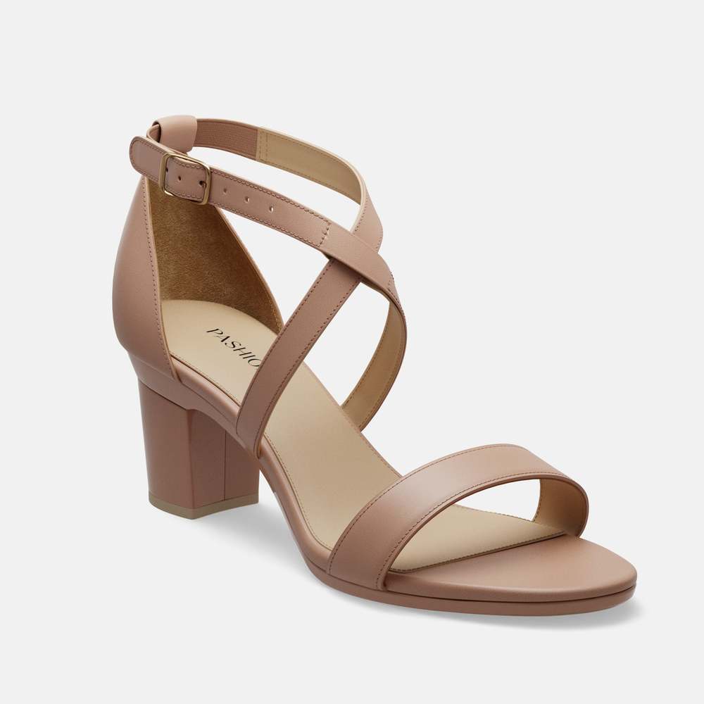 CONVERTIBLE HEEL - Pashion 1.0 The Sandal - Latte Leather Block 3 Inch - Picture 2 of 4